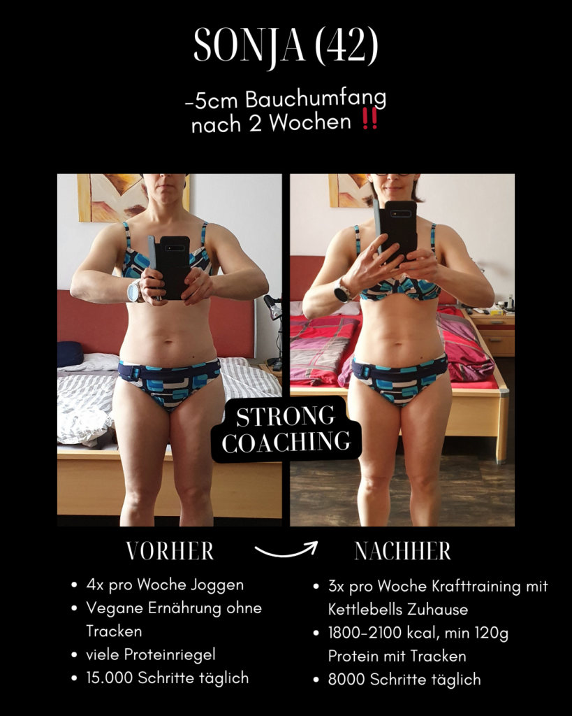 Frauenfigur im Vorher-Nachher-Vergleich